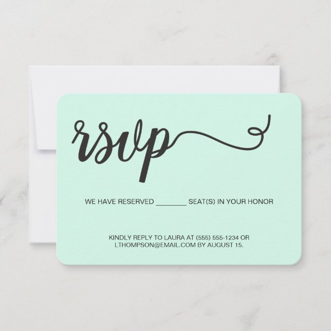 Mint Green RSVP without mailing Reserved Seat (Front)