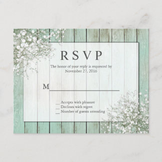 Mint Green Rustic Baby's Breath RSVP Card