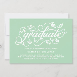 Mint Green Rustic Calligraphy Graduation Party Invitation
