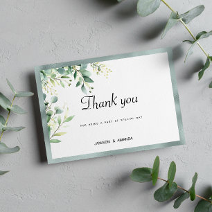 Mint green rustic eucalyptus foliage Thank You Invitation