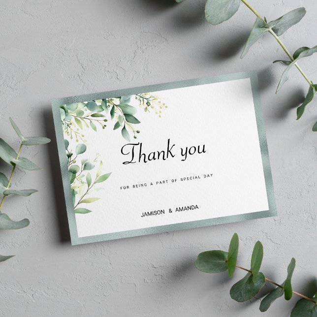 Mint green rustic eucalyptus foliage Thank You Invitation (Mint green rustic eucalyptus foliage Thank You)