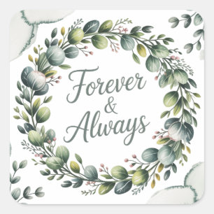 Mint Green & Sage Green Eucalyptus Square Sticker