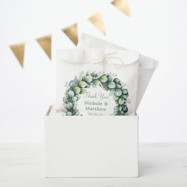 Mint Green & Sage Green Eucalyptus Wedding Favour Bags (Party)
