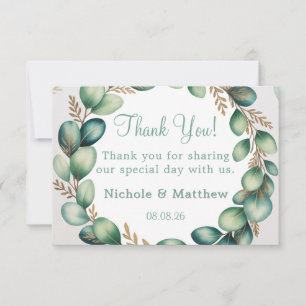 Mint Green & Sage Green Eucalyptus Wedding Thank You Card