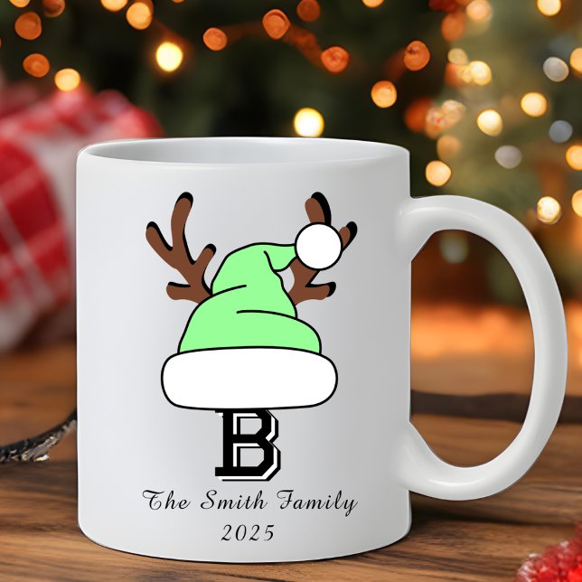 Mint Green Santa Hat Monogram Family Christmas Coffee Mug (Mint Green Santa Hat Monogram Family Christmas Coffee Mug
)