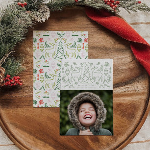 Mint Green Scandinavian Pattern Christmas Photo Holiday Card