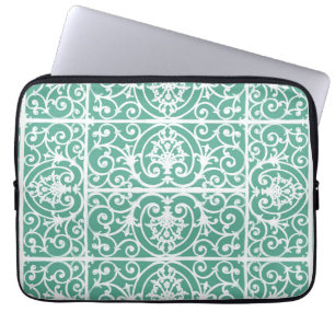 Mint green scrollwork pattern laptop sleeve