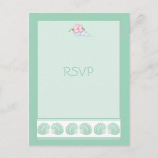 Mint Green Seashells Wedding RSVP Card