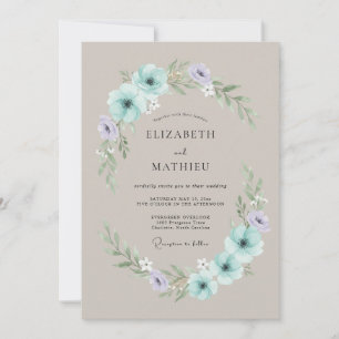 Mint Green Serene Floral Wedding Invitation