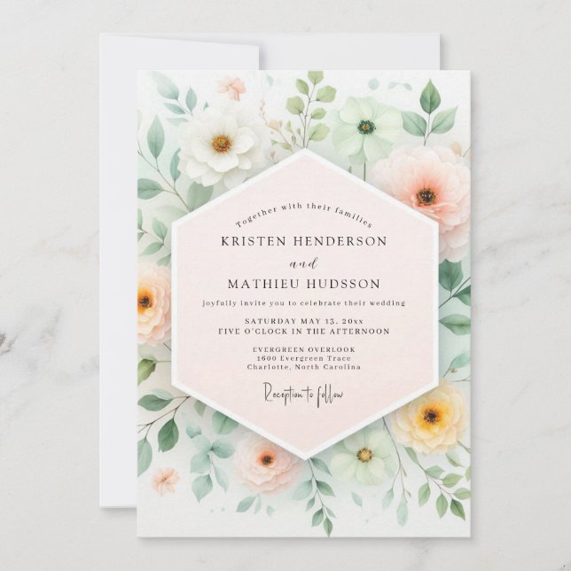 Mint Green Serene Spring Wedding Invitation (Front)