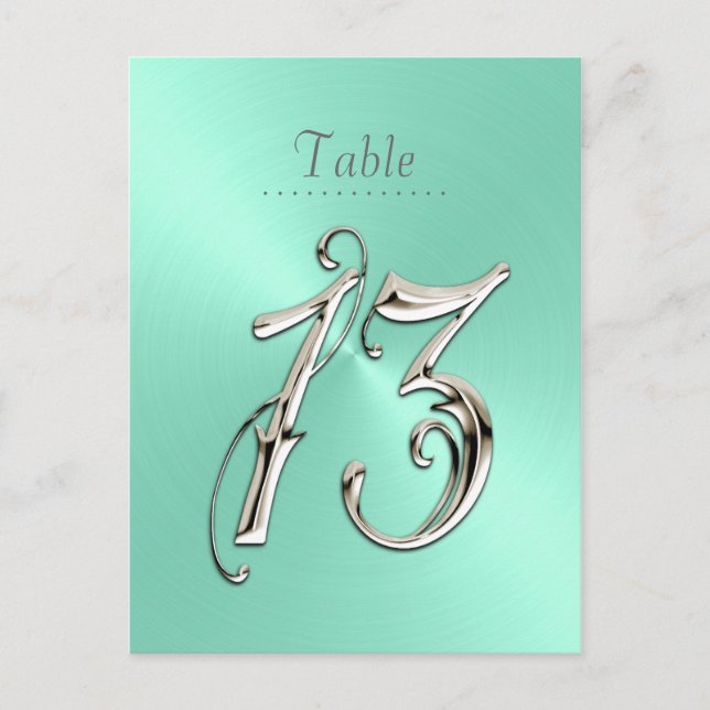 Mint Green Sheen Table Number 13 Postcard (Front)