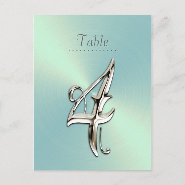 Mint Green Sheen Table Number Postcard (Front)