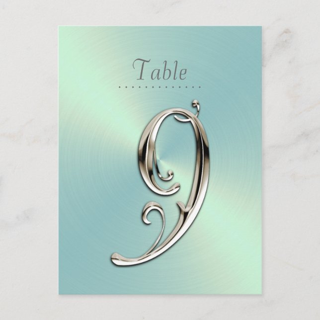 Mint Green Sheen Table Number Postcard (Front)
