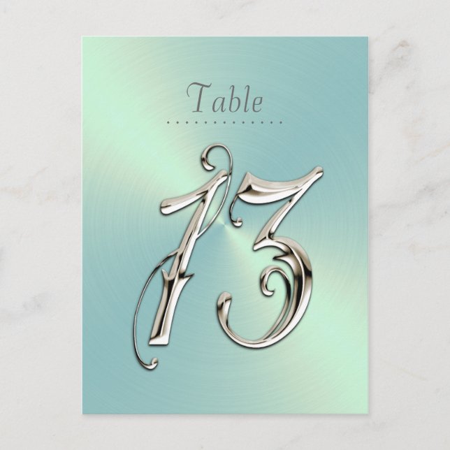 Mint Green Sheen Table Number Postcard (Front)