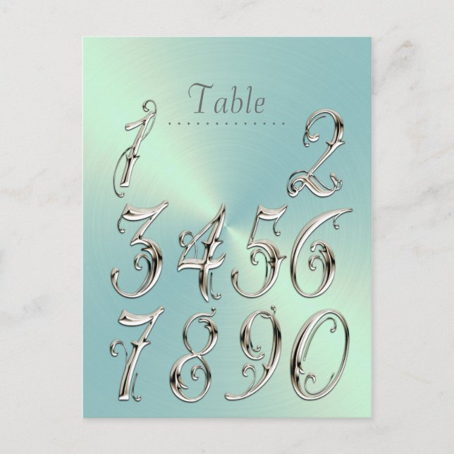 Mint Green Sheen Table Number Postcard (Front)