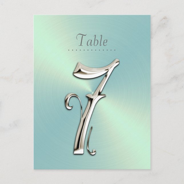 Mint Green Sheen Table Number Postcard (Front)