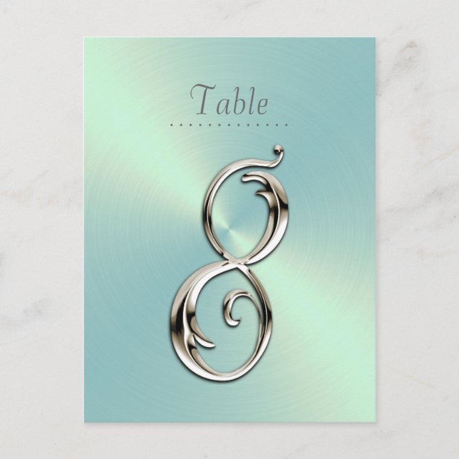 Mint Green Sheen Table Number Postcard (Front)