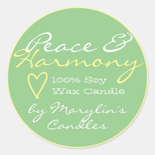 Mint Green Simple Candle Labels with Heart Pastel (Front)