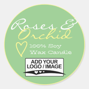 Mint Green Simple Candle Labels with Logo Pastel