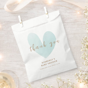 Mint Green Simple Heart Baby Shower Thank You Favour Bags