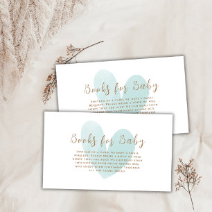Mint Green Simple Heart Books For Baby Shower Enclosure Card