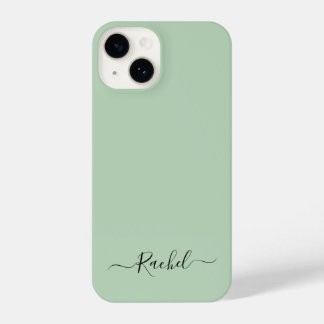 Mint Green Simple Minimalist Custom Name Script iPhone 14 Case