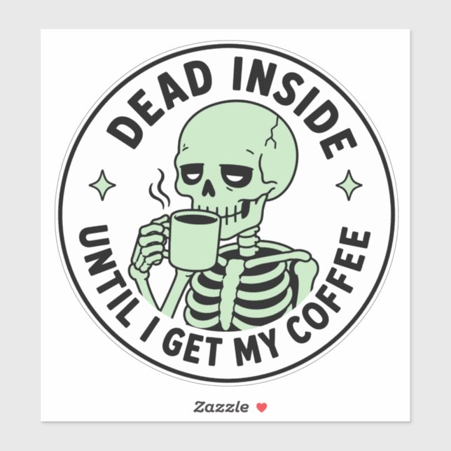 Mint Green Skeleton Drinking Coffee (Sheet)
