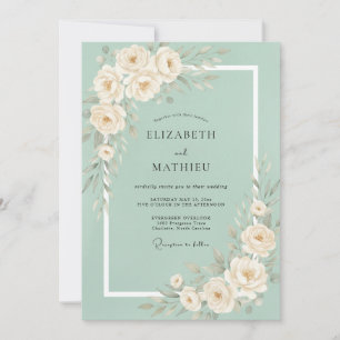 Mint Green Sophisticated Spring Wedding Invitation
