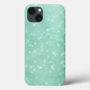 Mint Green Sparkle Glitter Girly Glam iPhone 13 Case