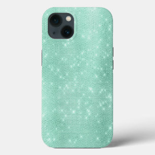 Mint Green Sparkle Glitter Girly Glam iPhone 13 Case