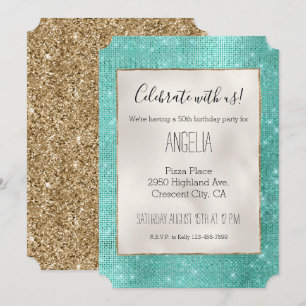 Mint Green Sparkle Invitation