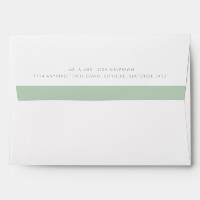 Mint Green Stripe Return Address Mailing Envelope (Back (Top Flap))