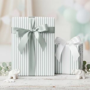 Mint Green Striped Baby Shower Wrapping Paper