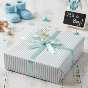Mint Green Striped Baby Shower Wrapping Paper