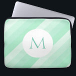 Mint Green Striped Template Modern Monogram Trendy Laptop Sleeve<br><div class="desc">Mint Green Striped Template Modern Monogram Trendy Laptop Sleeve.</div>