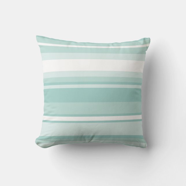 Mint green stripes cushion (Front)