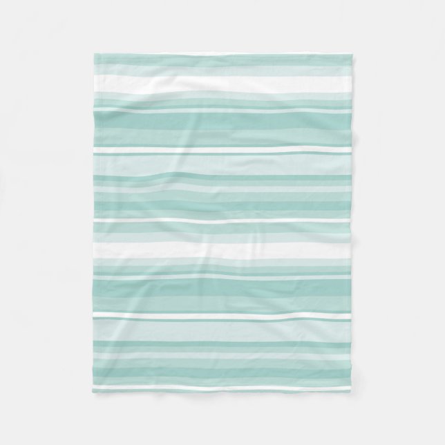 Mint green stripes fleece blanket (Front)