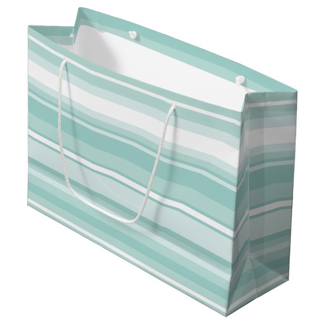 Mint green stripes large gift bag (Front Angled)