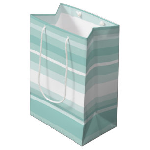 Mint green stripes medium gift bag
