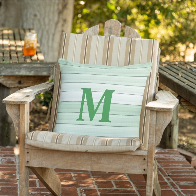 Mint Green Stripes Minimalist Modern Pastel lines Cushion (Chair)