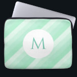 Mint Green Stripes Modern Monogrammed Trendy Laptop Sleeve<br><div class="desc">Mint Green Stripes Modern Monogrammed Trendy Template Laptop Sleeve.</div>