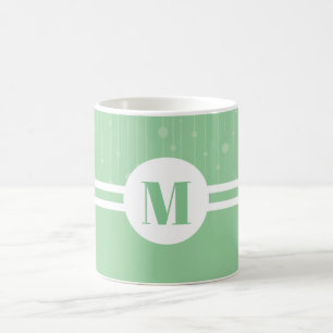 Mint green stripes monogram letter pastel minimal coffee mug
