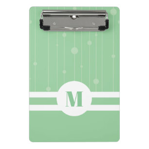 Mint green stripes monogram pastel modern  mini clipboard