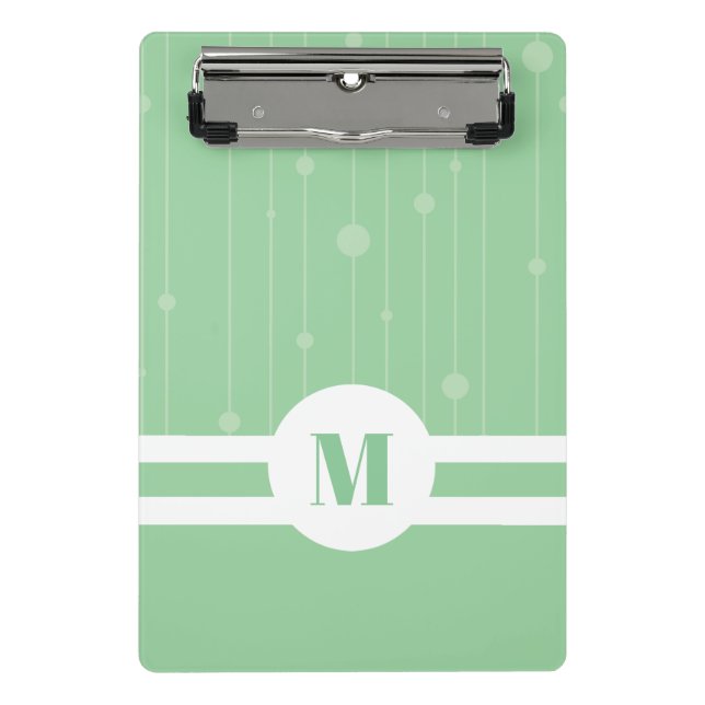 Mint green stripes monogram pastel modern  mini clipboard (Front)