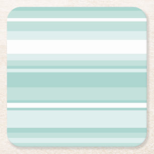 Mint green stripes square paper coaster