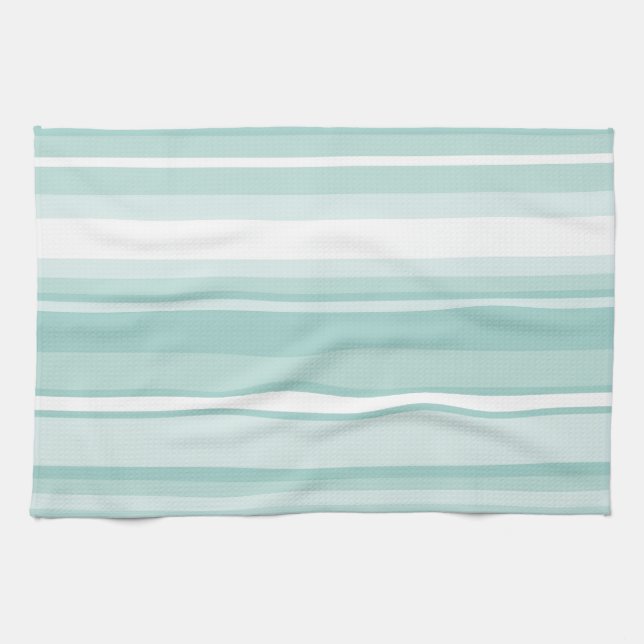 Mint green stripes tea towel (Horizontal)