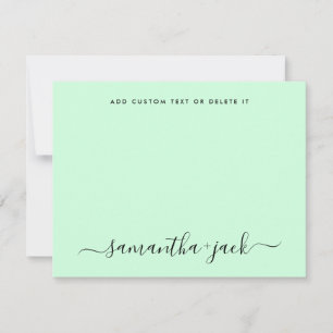 Mint Green Stylish Script Elegant Minimalist Card