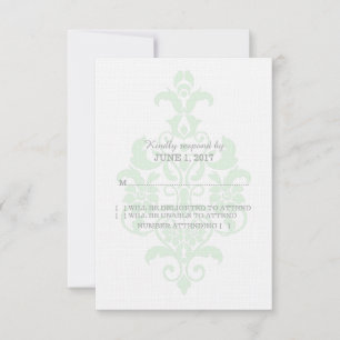 Mint Green Subtle Damask Response Card