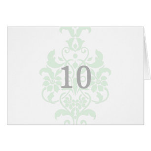 Mint Green Subtle Damask Table Number Card