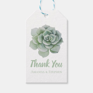 Mint Green Succulent Cactus Thank You Wedding Gift Tags